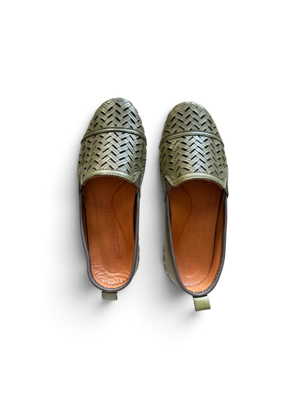 Spring Step Ingrid Olive Green Woven Leather Flats